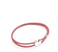 TOUS Pulsera Elástica en Rosa para Mujer con Motivo de Osos En Plata de Primera Ley 1,1cm, 17 cm de Largo, Simple y Versátil, Colección Sweet Dolls