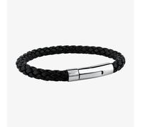 TOUS Pulsera de Cuero Negro para Hombre, Motivo Trenzado con cierre en Acero Inoxidable, Largo 20 cm, Clásico y Atemporal, Colección Tous Man