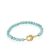 TOUS Pulsera para Mujer con Baño de Oro 18 Kt sobre Plata de Primera Ley y Amazonitas, Colección Manifesto