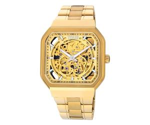 TOUS Reloj Analógico Automático con Brazalete IP Dorado y Engranaje Acero, Silueta Oso, Funciones Horas y Minutos, Impermeable a 3 ATM, Colección D-Bear