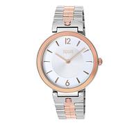 TOUS Reloj Analógico con Brazalete de Acero Rosado para Mujer, Diámetro 36 mm y Esfera de Metal, Funciones: Hora y Minutos, Impermeable a 3 ATM, Colección S-Band