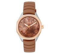 Tous - Reloj Analógico Con Movimiento Suizo, Esfera De Nácar Y Correa De Caucho Mocha Tous Now Lady - Plateado - Dorado Rosado