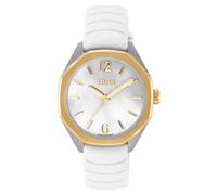 TOUS Reloj Bicolor analógico con Movimiento Suizo, Esfera de nácar y Correa de Caucho Blanca Now Lady 3000141100