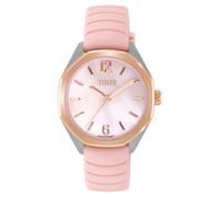 TOUS Reloj Bicolor analógico con Movimiento Suizo, Esfera de nácar y Correa de Caucho Rosa Now Lady 3000141600