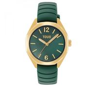 TOUS Reloj Bicolor analógico con Movimiento Suizo, Esfera de nácar y Correa de Caucho Verde Now Lady 3000141200