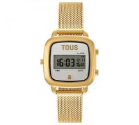 TOUS Reloj Digital con Brazalete de Acero Dorado, Colección D-Logo Mini