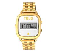TOUS Reloj Digital con Brazalete de Acero IP Dorado, Funciones Hora, Minutos, Segundos, Día, Mes, Día Semana, Cronógrafo 1/100 Segundos y Alarma, Impermeable a 5 ATM, Colección D-Logo