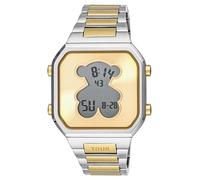 TOUS Reloj Digital con Brazalete de Acero SS y Acero IPG Dorado, Colección D-Bear