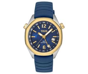 Tous - Reloj Gmt Automático Con Correa De Silicona Azul Marino, Caja De Acero Ipg Dorado Y Esfera De Nácar Tous Now - Plateado - Dorado