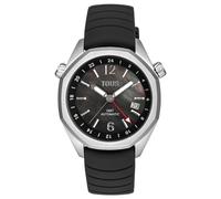 Tous - Reloj Gmt Automático Con Correa De Silicona Negra, Caja De Acero Y Esfera De Nácar Tous Now - Plateado