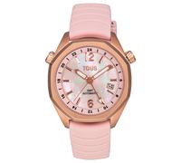 Tous - Reloj Gmt Automático Con Correa De Silicona Rosa, Caja De Acero Iprg Rosa Y Esfera De Nácar Tous Now - U