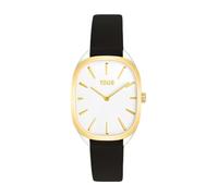 TOUS Reloj analógico de Acero con Correa de Piel Heritage (Dorado con Correa Negra)