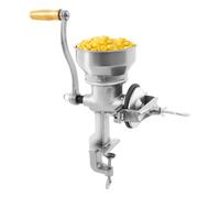 Tousuarsi Molinillo de cereales manual de hierro fundido plateado con embudo grande (500 g), gran orificio de llenado (14 cm), para granos, granos, café y trigo