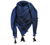 TOUTACOO, Bufanda Pañuelo Palestino 100% Algodón, Keffiyeh -Negro/Azul cuadrados pequeños