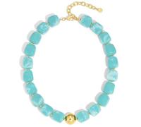 TOVABA Collar de cuentas gruesas para mujer, gargantilla de cuentas de resina multicolor, collar llamativo ajustable de cuentas cúbicas redondeadas para uso diario, verano, playa, fiesta, regalo para