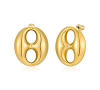 TOVABA Pendientes de acero inoxidable dorados para mujer, hipoalergénicos, no se deslustran, hechos a mano, elegante diseño moderno, regalo para ella, joyería versátil para el día a día