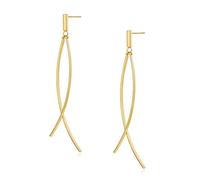 TOVABA Pendientes de gota dorados para mujer, elegantes aretes colgantes curvados, aretes largos ligeros para uso diario y ocasiones especiales