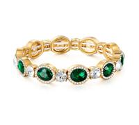 TOVABA Pulsera de oro para mujer con gemas de cristal verde y blanco, joyería brillante que no se deslustra, regalo elegante para ella