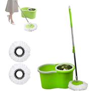 Tovar Spin Mop, Tovar Easy Cleaning Mop and Bucket, 360° Spin Mop and Bucket Set Separate Dirty Water, Microfiber Replacement Heads, Long Handle Wall Cleaning System (Green)