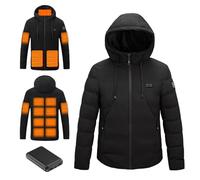 TOVCHEI Chaqueta Térmica para Hombre Mujer Abrigo Térmico Casual Sudadera con Capucha Ligera con Batería 4/9/11/13/15 Zonas De Calentamiento,Black 15 Zones,M