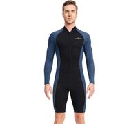 TOVCHEI Traje De Neopreno para Hombre 1.5MM Pantalones Cortos De Manga Larga De Una Pieza Traje De Buceo De Neopreno Cálido Anti-UV para Navegar Surf Nadar,Azul,XXL