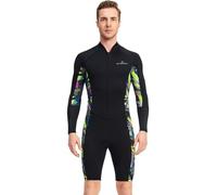 TOVCHEI Traje De Neopreno para Hombre 1.5MM Pantalones Cortos De Manga Larga De Una Pieza Traje De Buceo De Neopreno Cálido Anti-UV para Navegar Surf Nadar,Negro,XXL