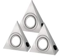 TOVE KNIGHTY Luz LED Bajo Armario,Luz de Cocina,2W Interruptor Encendido/Apagado,Luz de Cocina Triangular de Acero Inoxidable (Blanca Fría 6000K, 3PCS-230V)