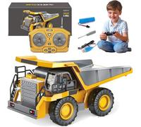 Tovika - Little Builders Pro, Tovika RC Construction Set, Mudsterz 4-in-1 RC Excavator and Dump Truck Toy Set, 360 Rotation Remote Control Beach Toys with LED Lights, Indoor & Outdoor Use (Dump truck)