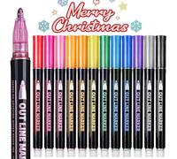 TOVIKI Rotuladores Mágicos, Regalo Niña 4-12 Años, 12 Colores Purpurina Doble Línea, Contorno Metálicos, para Pintar, Álbum Fotos, Scrapbooking, Manualidades Niños