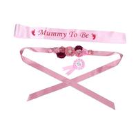 TOVINANNA 1 Juego mamá y papá serán faja recuerdos de la ducha del bebé faja de shower para mami vestidos de maternidad para shower cinta de poliéster rosa