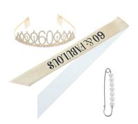 TOVINANNA 1 Juego y Cinta de Cumpleaños con Brillantes para Mujer Accesorios Elegantes para Fiesta de Incluye Broche y Diseño Glamuroso para Celebraciones y Temas Especiales