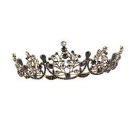TOVINANNA 1 Pc Retro Barroca Sombreros De Decoración Diadema Enjoyada Barroco Gotico Reina Barroca Boda De Flores Negras Sombreros Medievales Traje Aleación Black