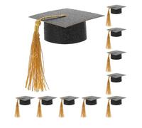 TOVINANNA 12 Piezas Adorno Decorativo Versátil para Fiesta de Graduación con Mini Gorro Negro de Papel y Algodón, Tapa para Botella y Accesorio Elegante para Celebración Escolar