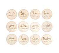 TOVINANNA 12 Tarjetas de Cumpleaños para Bebés Números del Mes, Accesorios de Plástico Beige para Fotografía y Recuerdo del Primer Año, Redes Sociales