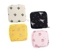 TOVINANNA 12piezas Bolsa De Almacenamiento Para Compresas Sanitarias Estuches Adorables Para Tampones Organizador Portátil Para Menstruación Cactus Corazón Helado Oscuro