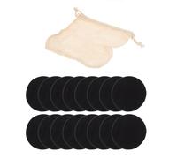 TOVINANNA 16 Piezas Almohadillas Limpiadoras Faciales Desmaquillantes Reutilizables de Material de Bambú Negras, Transpirables y Lavables, y Bolsa de Algodón para Cuidado Diario