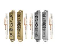 TOVINANNA 2 Juegos de Mezuzá Judía para Puerta de Metal con Pergamino Kosher, Caja Decorativa en Azul Antiguo y Peltre, 8,9 Cm, para Bendición y Protección del Hogar en Inauguraciones