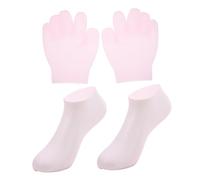 TOVINANNA 2 Pares Guantes y Calcetines Hidratantes con Gel Cuidado Agrietada Set de Color Rosa Hidratación Profunda y Elástico