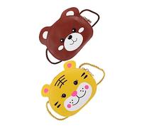 TOVINANNA 2 Piezas Bolsa Bandolera Infantil de Diseño Cartoon Mini Bolsa Cruzada para Almacenamiento y Compacto Material PU Capacidad para Juguetes y Accesorios Amarillo y Marrón
