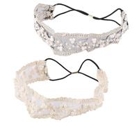 TOVINANNA 2 piezas Diademas para Mujer con Encaje y Perlas Accesorio Elástico para Bodas y Fiestas de Unidades Negro y Beige Tocados Elegantes para Diario