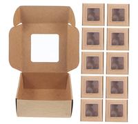 TOVINANNA 20piezas Caja De Regalo De Kraft Para Joyería y Jabón Unidades Diseño Con Ventana Transparente Resistente y Multiusos Para Almacenamiento y Embalaje