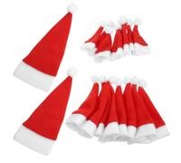 TOVINANNA 24 Piezas Gorros de Papá Noel Mini de Tela Aterciopelada Roja para Decoración Navideña y Porta Cubiertos en Mesa de Fiesta de Navidad