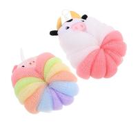 TOVINANNA 2piezas Bolas de Flores para Baño con Forma de Cerdo y Vaca Lindas para Bebés y Pequeños Fáciles de Usar y Secar Ducha