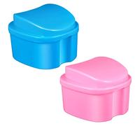 TOVINANNA 2piezas Caja Para Prótesis Portátil Tapa Contenedor Ligero y Compacto Para Guardar Dentaduras Casa o Viajes Accesorio Práctico Para Limpieza y Protección