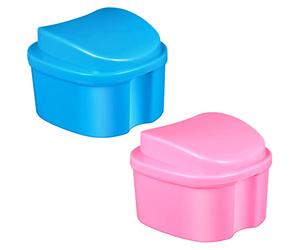 TOVINANNA 2piezas Caja Para Prótesis Portátil Tapa Contenedor Ligero y Compacto Para Guardar Dentaduras Casa o Viajes Accesorio Práctico Para Limpieza y Protección