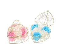 TOVINANNA 2piezas De Jabón Rosa Con Cesta De Hierro Flores De Jabón Para De Cumpleaños y Bodas Aromatizadas y Prácticas Para Baño