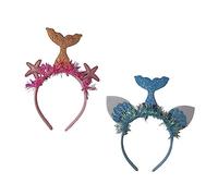 TOVINANNA 2piezas Diademas Para Pelo Con Diseño De Estrella De Mar y Conchas Tocados Ligeros Para Fiesta Accesorios De Moda Para Niñas Paquete De Rosado y Azul