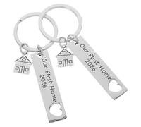 TOVINANNA 2piezas Llavero de Casa Hueco Forma de Corazón de Acero Inoxidable Llaveros Primer Hogar Regalos de Inauguración Casa