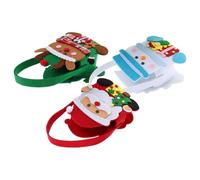 TOVINANNA 3 Bolsas Navideñas Reutilizables para Dulces con Diseño de Papá Noel Muñeco de Nieve y Alce Bolsas de Mano Decorativas para Regalos y Fiestas Navideñas Prácticas y Sostenibles