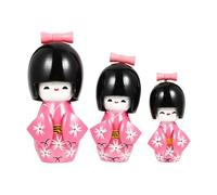 TOVINANNA 3 Piezas Escultura de Muñeca Kokeshi Japonesa de Madera Expresión Adorable y Torso Relleno para Adorno de Escritorio y Uso Hogar